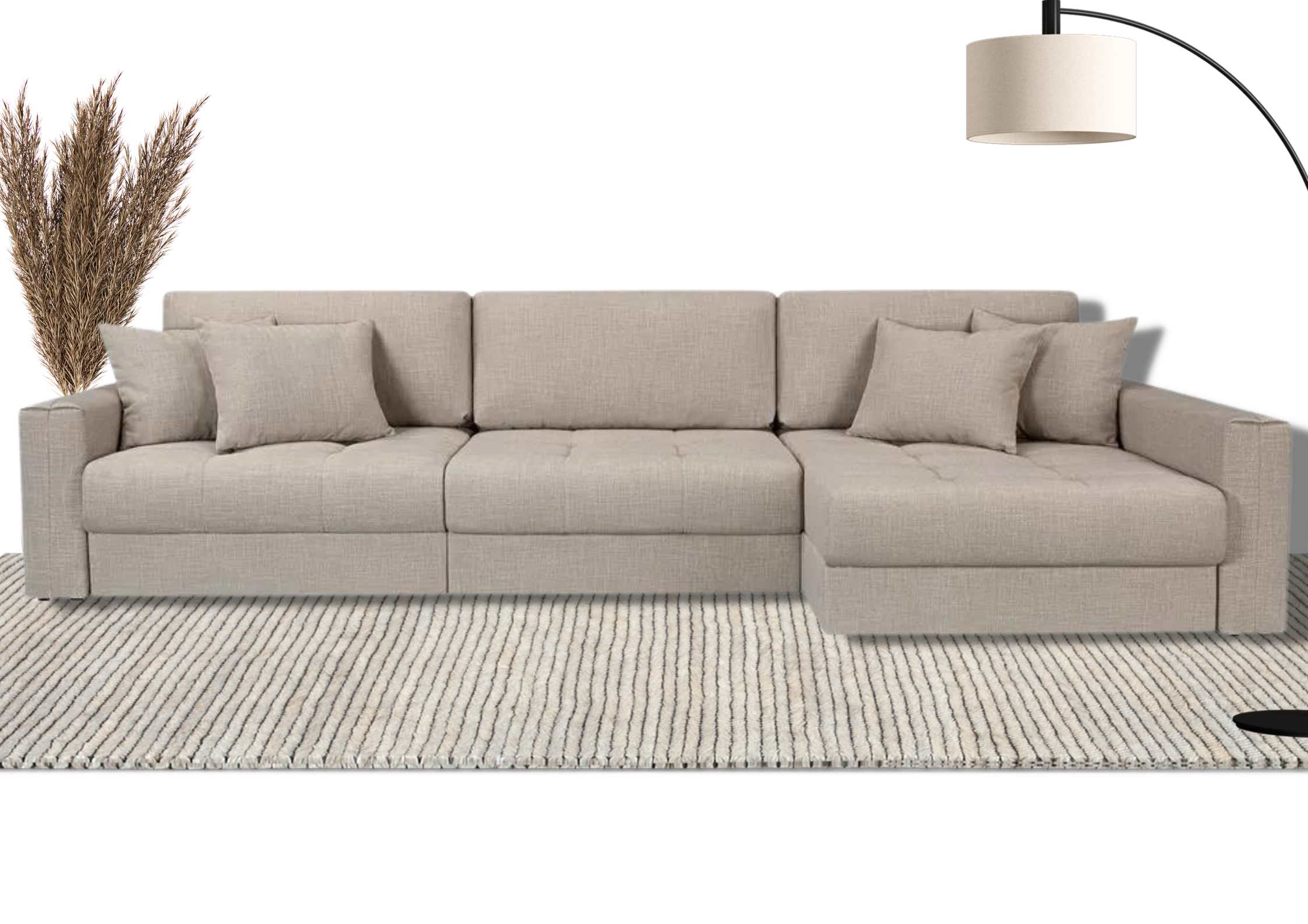 Beżowy pikowany narożnik modułowy